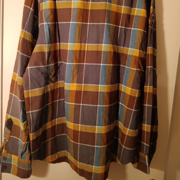 Fox Deluxe Men's Flannel Shirt(XXL)- plaid pattern-brown, mustard,teal and white - Picture 7 of 12